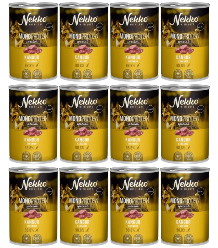 Nekko Monoprotein kangur monobiałkowa mokra karma dla dorosłego psa 12x 400g