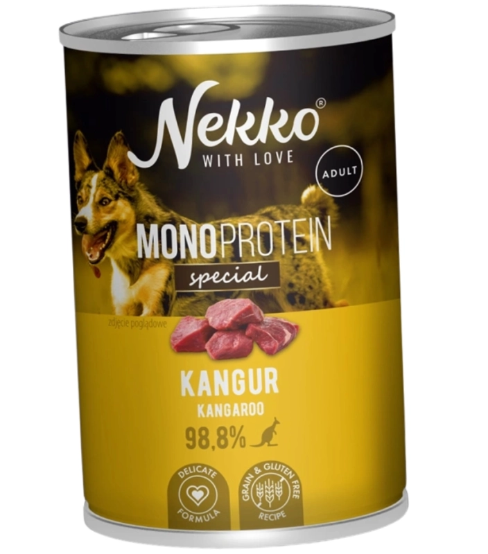 Nekko Monoprotein kangur monobiałkowa mokra karma dla dorosłego psa 12x 400g