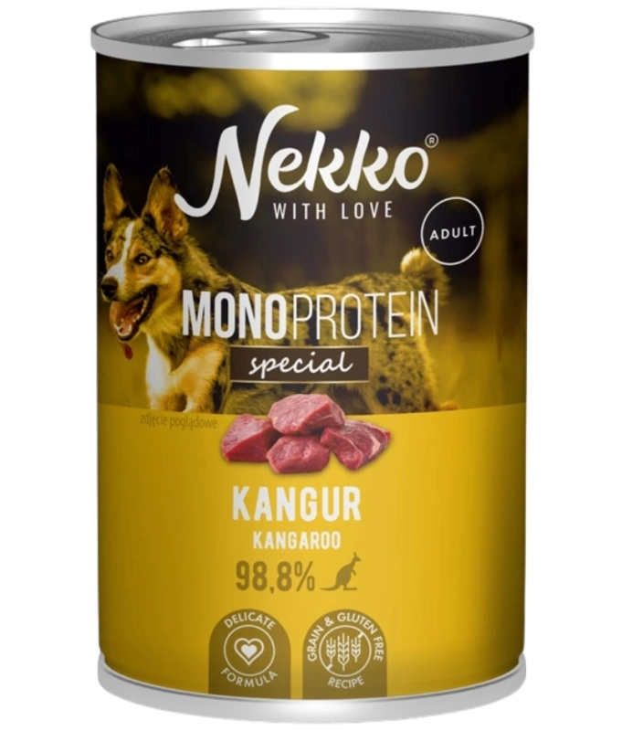 Nekko Monoprotein kangur monobiałkowa mokra karma dla dorosłego psa 12x 400g