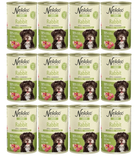 Nekko Junior królik z jabłkiem i rumiankiem mokra karma dla szczeniąt 12x 400g
