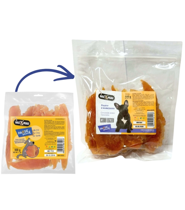 Hau Miau PauseSnack filety z kurczaka mięsny przysmak gryzak dla psa 500g