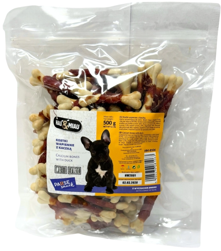HauMiau Kostki z kaczką naturalny przysmak mięsny gryzak dla psa 500g