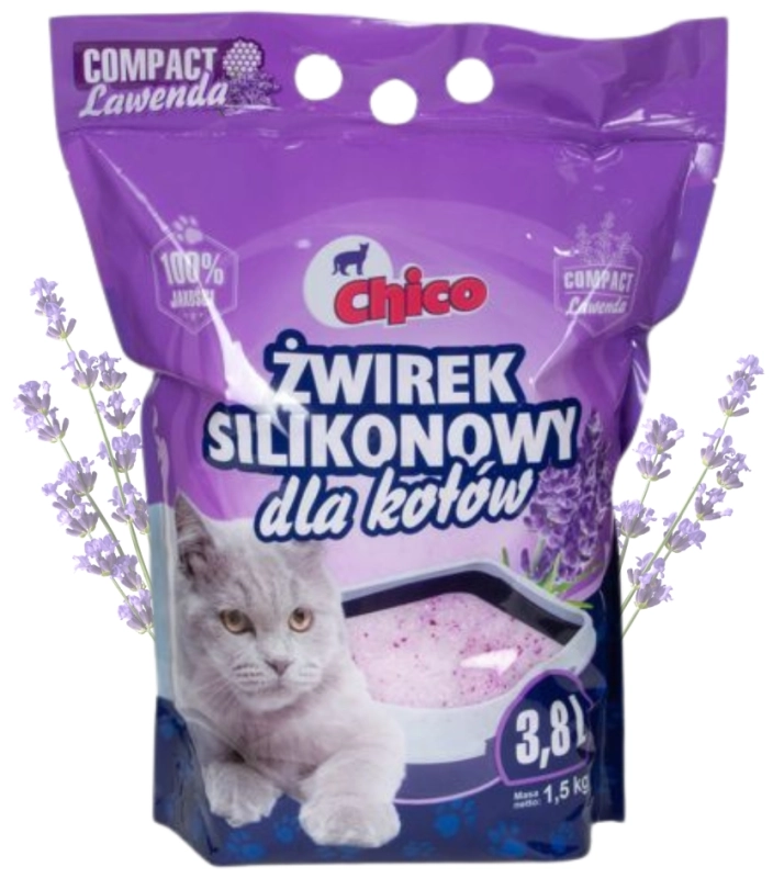 Chico Compact żwirek silikonowy dla kota lawendowy drobnoziarnisty 3,8L