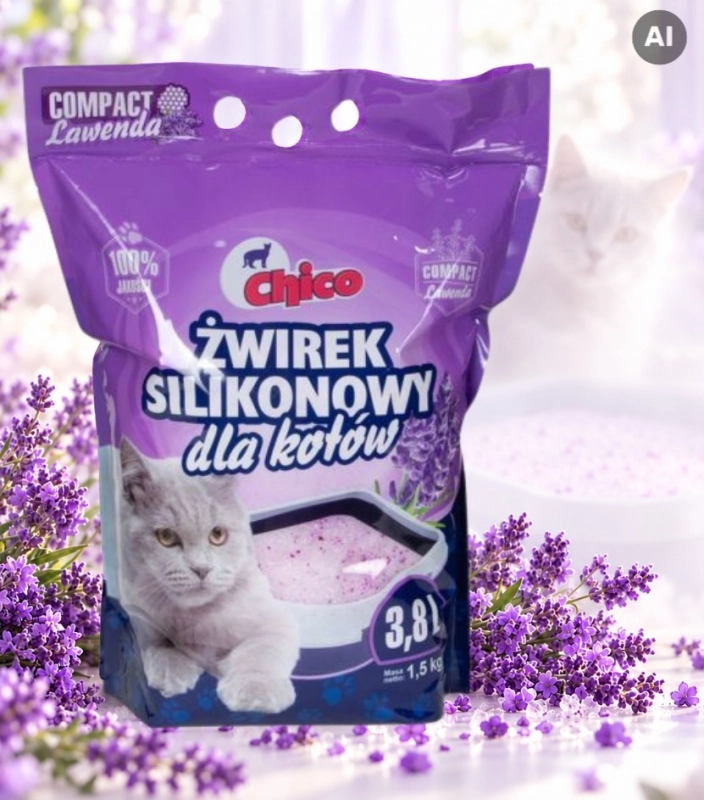 Chico Compact żwirek silikonowy dla kota lawendowy drobnoziarnisty 3,8L