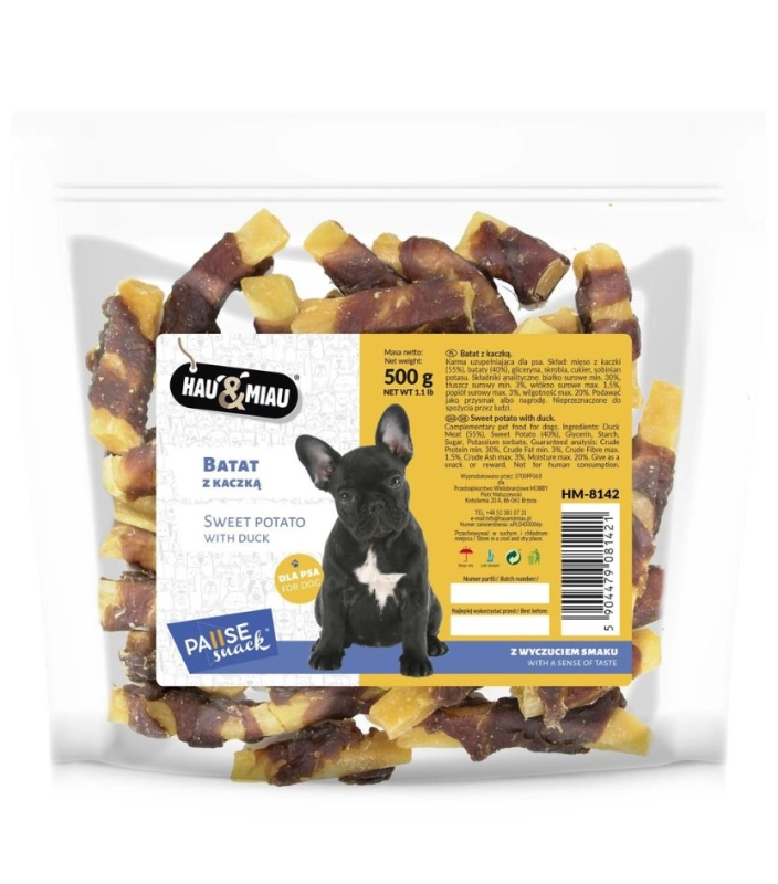HauMiau PauseSnack kaczka z batatem przysmak treningowy dla psa 500g