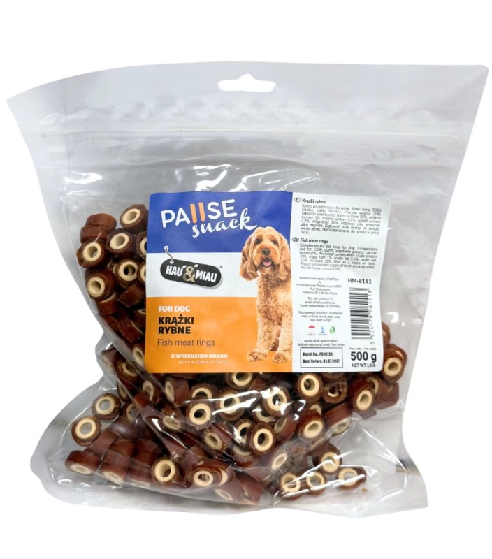 HauMiau PauseSnack krążki z dorszem przysmak treningowy dla psa 500g