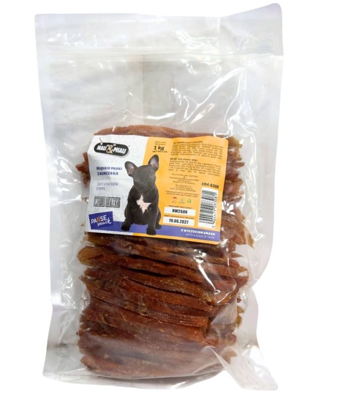 Hau&amp;Miau Pausesnack miękkie paski z kurczaka dla psa naturalny przysmak 1kg