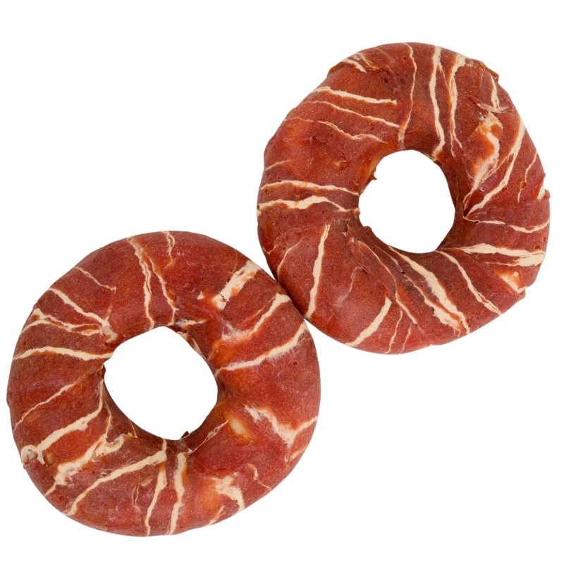HauMiau PauseSnack donaty ze skóry owinięte kaczką 7cm gryzak dla psa 500g