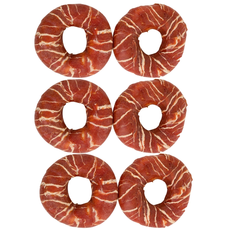 HauMiau PauseSnack donaty ze skóry owinięte kaczką 7cm gryzak dla psa 500g