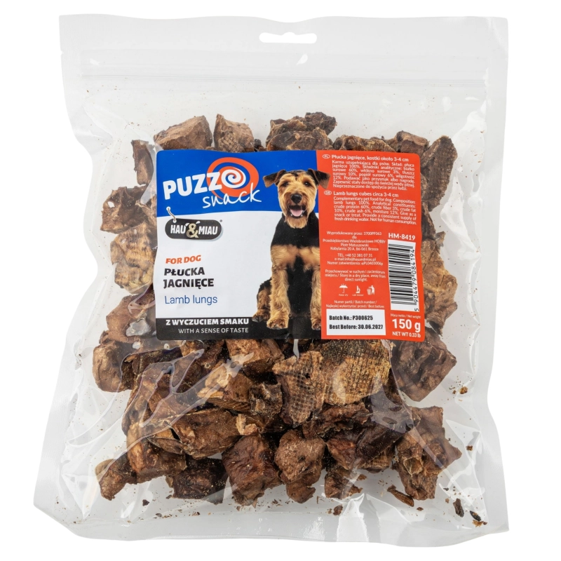 HauMiau Puzzo Snack płucka jagnięce naturalny przysmak dla psa 150g