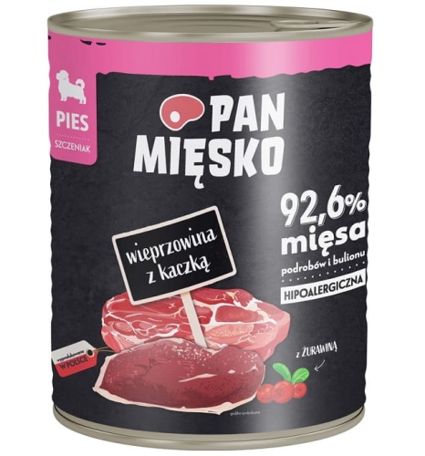 Pan Mięsko dla szczeniąt Wieprzowina z kaczką 800g