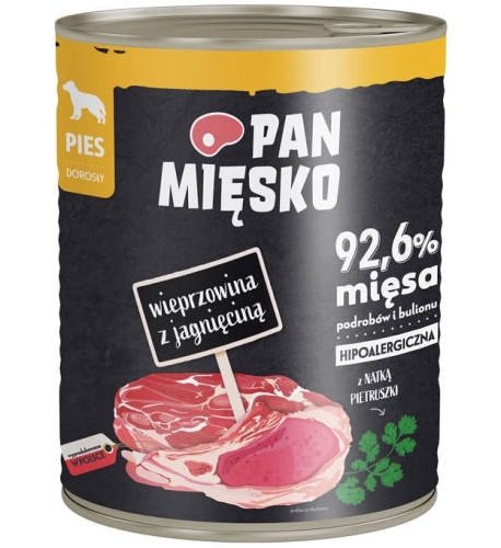 Pan Mięsko dla psa Wieprzowina z jagnięciną 800g