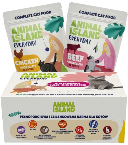 Animal Island Everyday kurczak wołowina fileciki w rosole dla kota 80x 85g