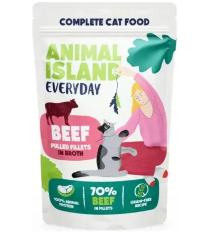 Animal Island Everyday kurczak wołowina fileciki w rosole dla kota 80x 85g