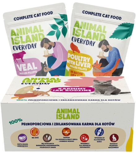 Animal Island Everyday cielęcina drób wątróbka w galarecie dla kota 80x 85g