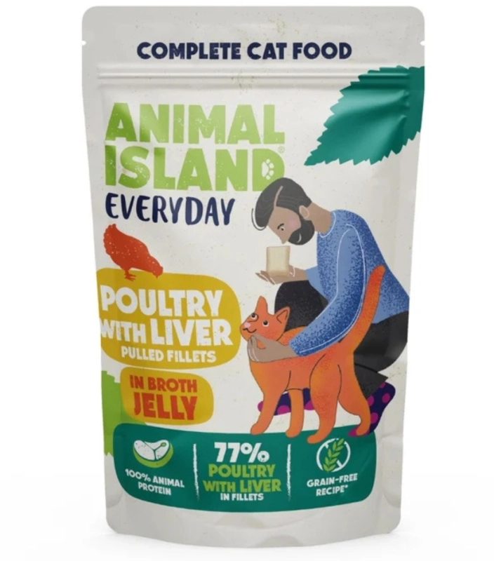 Animal Island Everyday cielęcina drób wątróbka w galarecie dla kota 80x 85g