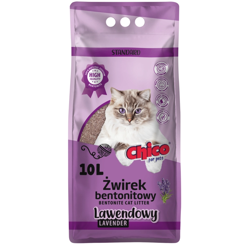 Chico Standard Lawenda żwirek bentonitowy zbrylający dla kota 10L
