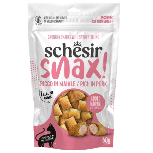 Schesir Snax wieprzowina chrupiący przysmak z nadzieniem dla kota 60g