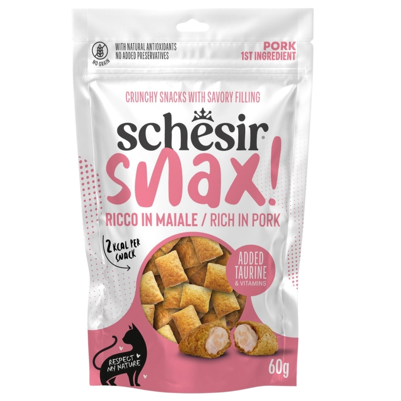 Schesir Snax wieprzowina chrupiący przysmak z nadzieniem dla kota 60g