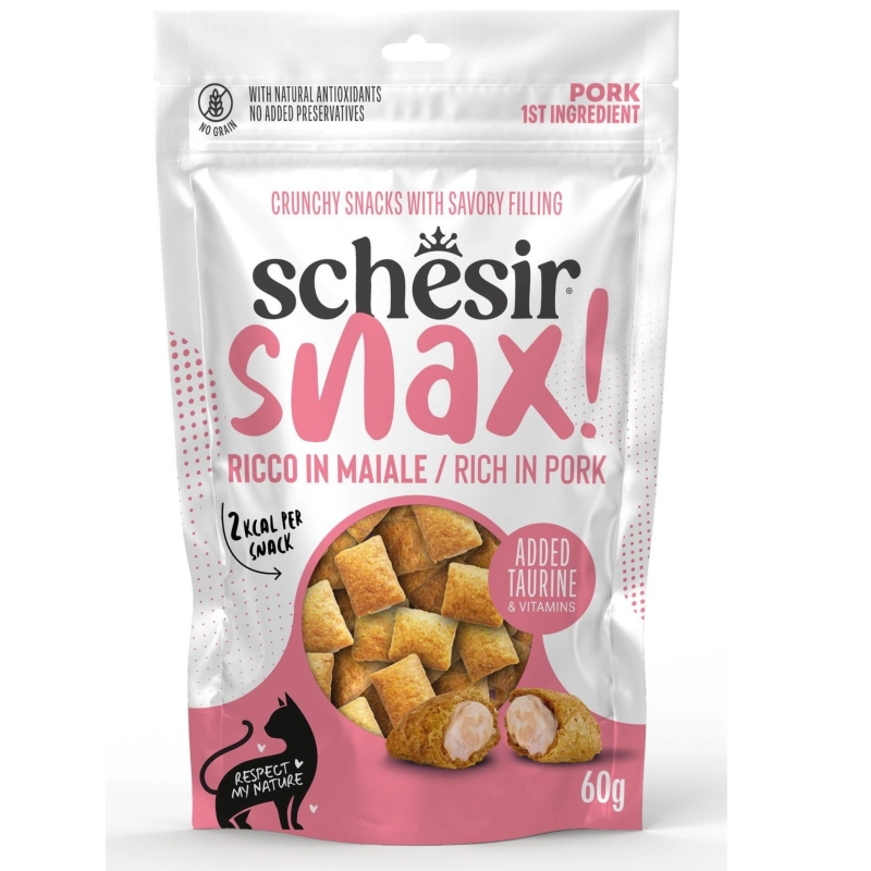 Schesir Snax wieprzowina chrupiący przysmak z nadzieniem dla kota 60g