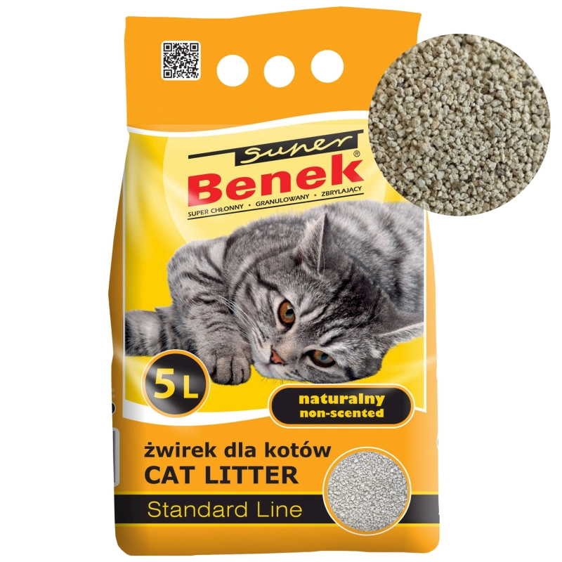 Super Benek Standard Naturalny gruby żwirek bentonitowy dla kota 5l