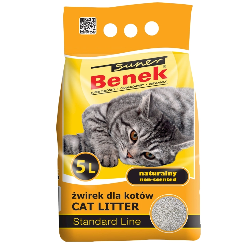Super Benek Standard Naturalny gruby żwirek bentonitowy dla kota 2x 5L