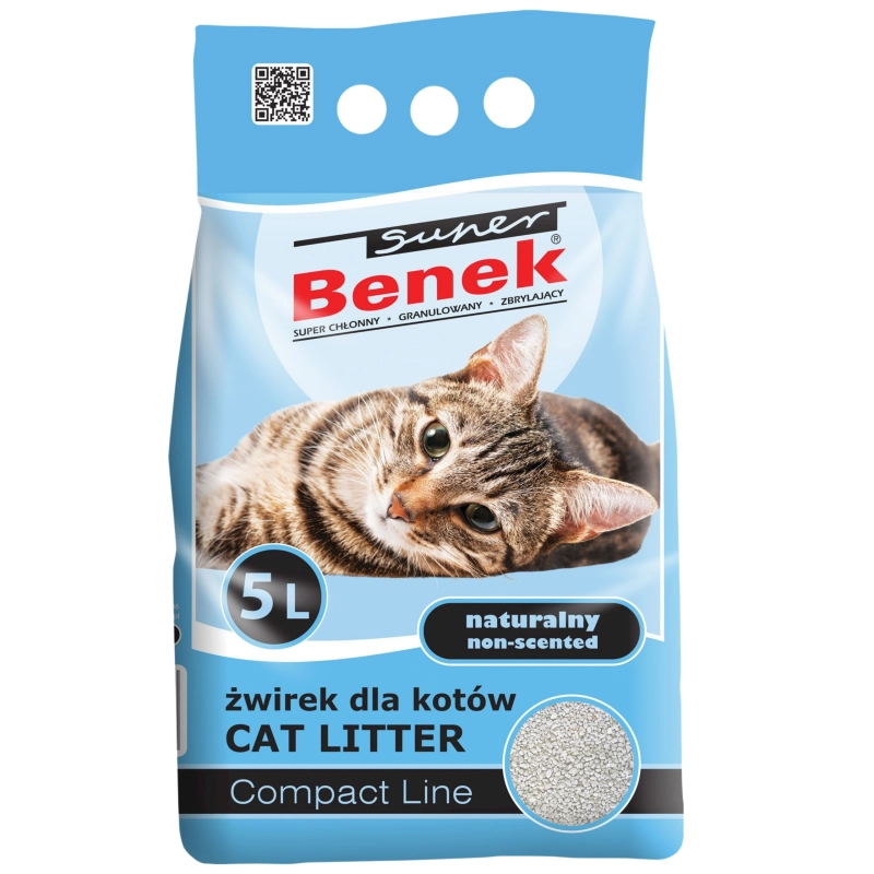 Super Benek Compact Naturalny żwirek bentonitowy drobny dla kota 2x 5L