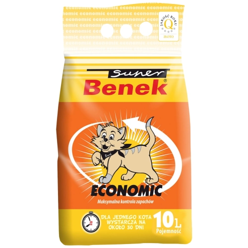 Super Benek Economic naturalny żwirek bentonitowy zbrylający dla kota 10L