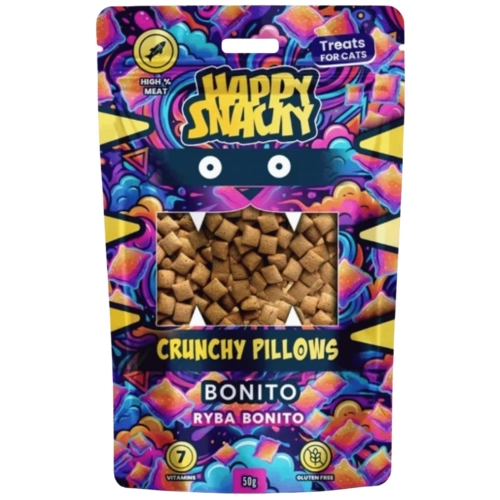 Happy Snacky Crunchy Pillows Ryba Bonito chrupiące poduszeczki dla kota 50g