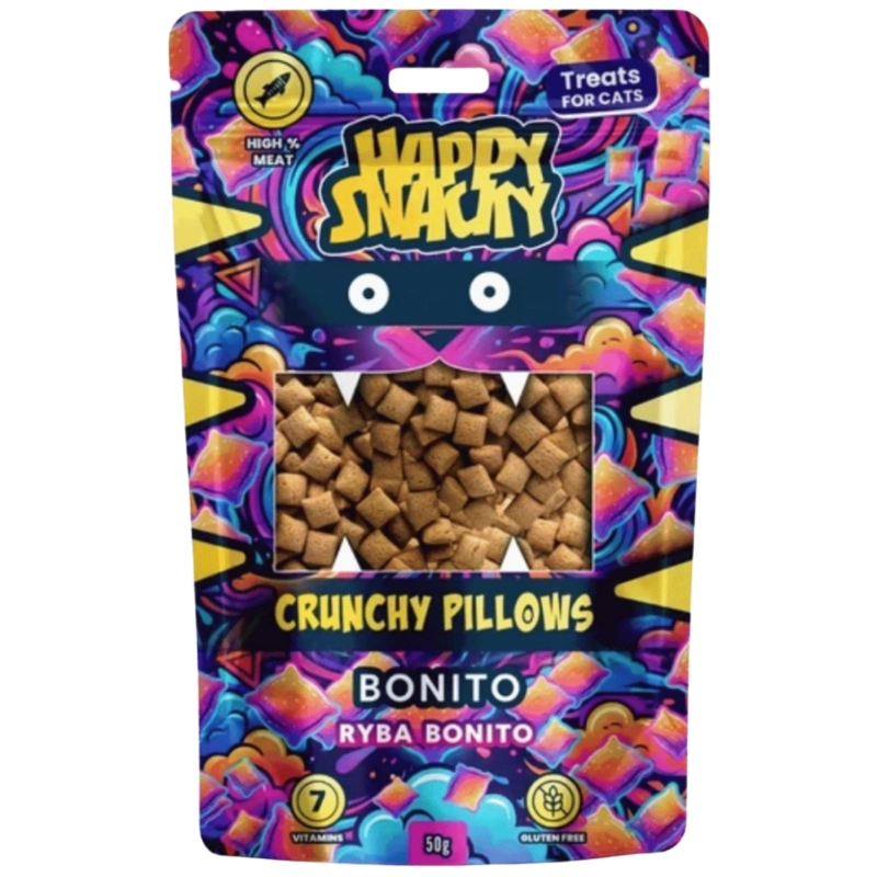 Happy Snacky Crunchy Pillows Ryba Bonito chrupiące poduszeczki dla kota 50g