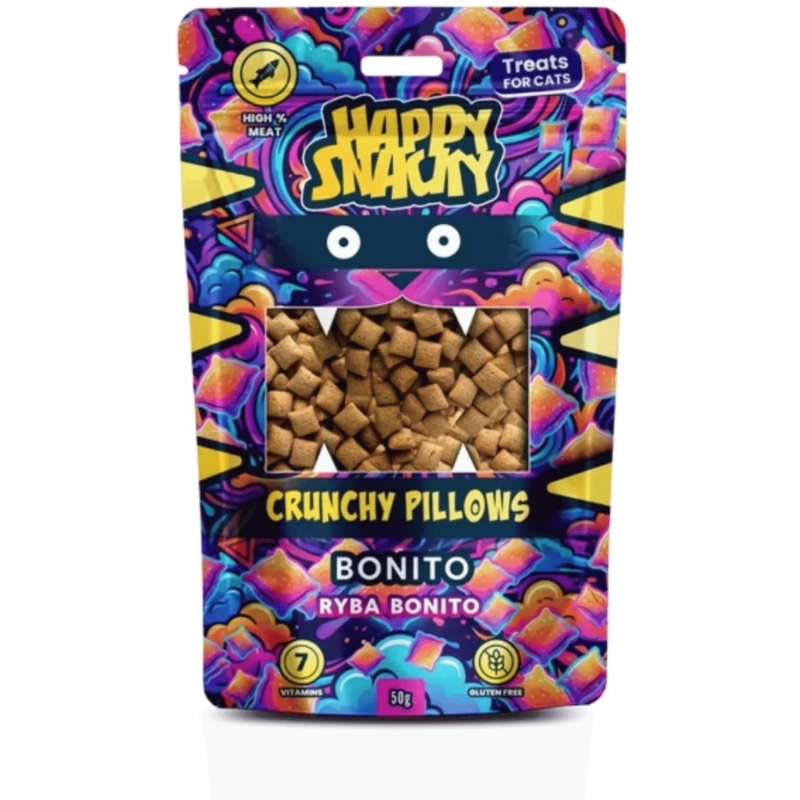 Happy Snacky Crunchy Pillows Ryba Bonito chrupiące poduszeczki dla kota 50g