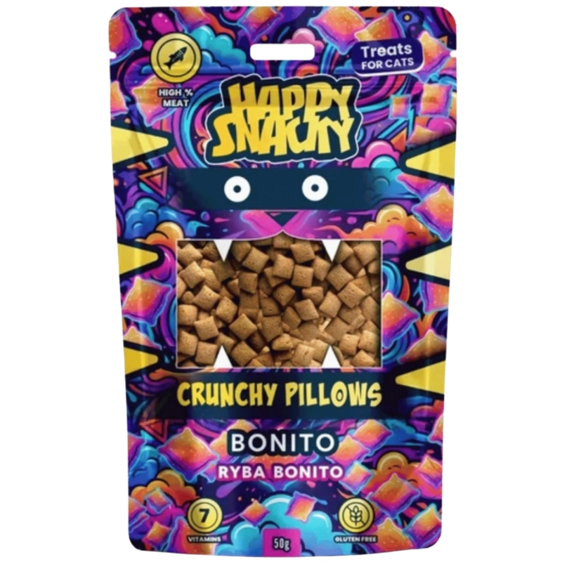 Happy Snacky Crunchy Pillows Ryba Bonito chrupiące poduszeczki dla kota 50g