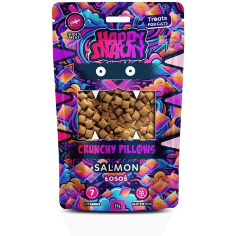 Happy Snacky Crunchy Pillows łosoś chrupiące poduszeczki dla kota 50g
