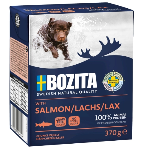 Bozita pełnoporcjowa karma dla psa łosoś mięsne kawałki w galaretce 370g