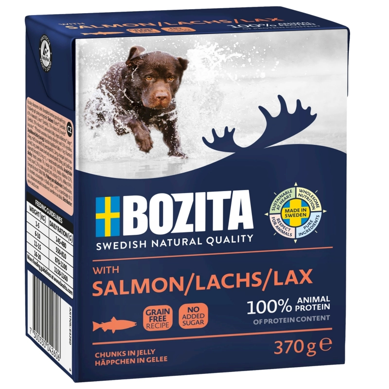 Bozita pełnoporcjowa karma dla psa łosoś mięsne kawałki w galaretce 370g
