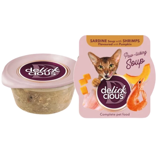 Delickcious zupa z sardynek z krewetkami i dynią mokra karma dla kota 80g