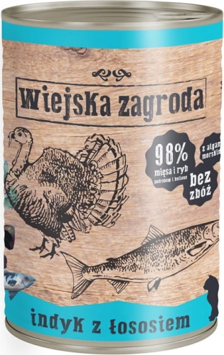 Wiejska Zagroda Kot Indyk z łososiem 400g