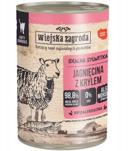 Wiejska Zagroda dla kota Jagnięcina z krylem 400g
