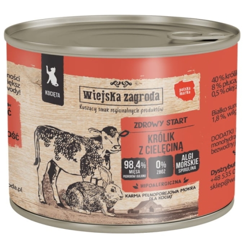 Wiejska Zagroda dla kociąt Królik z cielęciną 200g