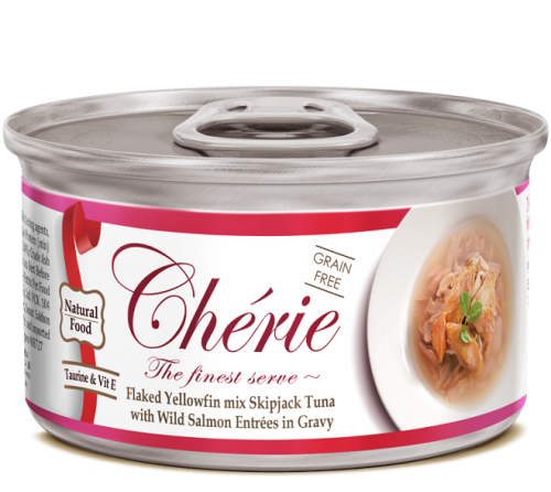 Pettric Cherie Mix tuńczyka z dzikim łososiem w sosie 80g dla kota