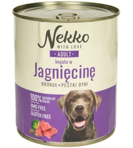 Nekko Mokra karma dla psa Jagnięcina brokuł 800g