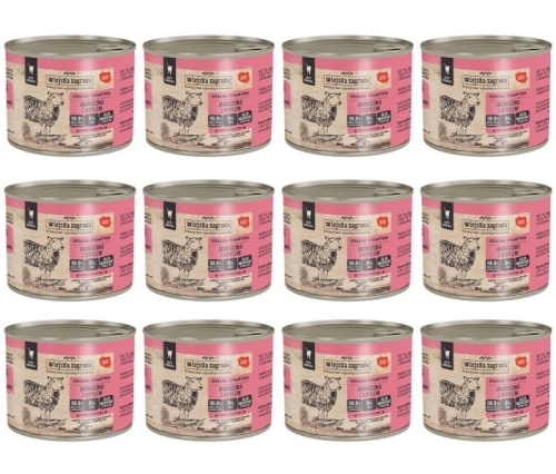 Wiejska Zagroda dla kota Jagnięcina z krylem 12 x 200g