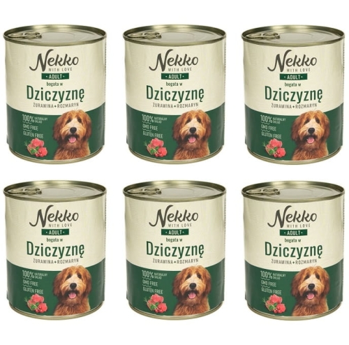 Nekko Mokra karma dla psa Dziczyzna rozmaryn 6 x 800g