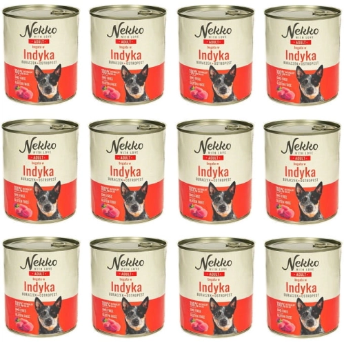 Nekko Mokra karma dla psa Indyk burak 12 x 800g