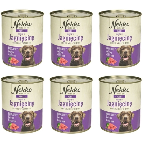 Nekko Mokra karma dla psa Jagnięcina brokuł 6 x 800g