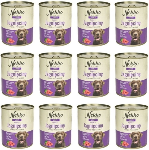 Nekko Mokra karma dla psa Jagnięcina brokuł 12 x 800g