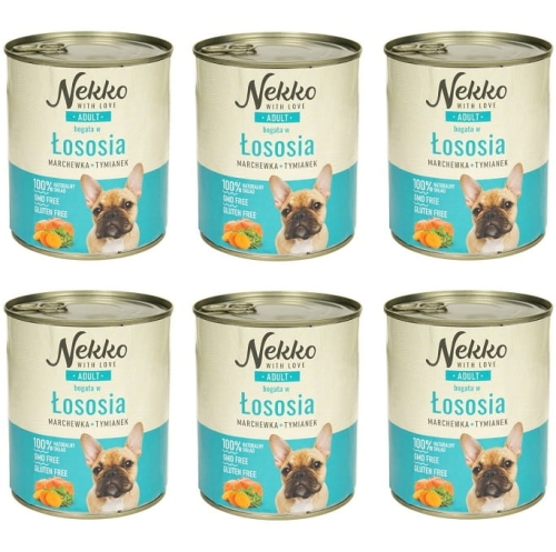 Nekko Mokra karma dla psa Łosoś marchew 6 x 800g