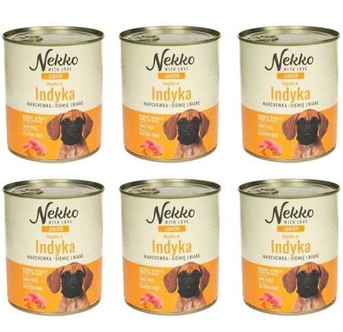 Nekko Junior Indyk marchew siemię lniane 6 x 800g