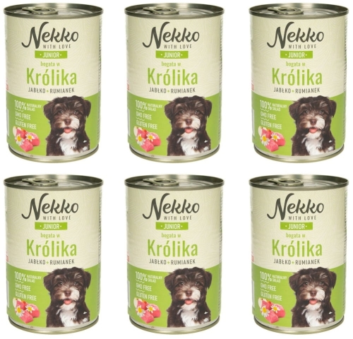 Nekko Junior Królik jabłko rumianek 6 x 400g