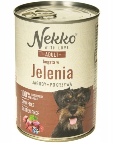 Nekko Mokra karma dla psa Jeleń jagody pokrzywa 400g